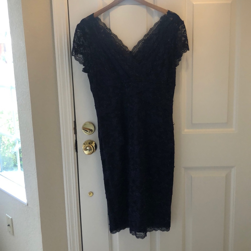 Ladies dark blue dress lace lacy size 16 like new